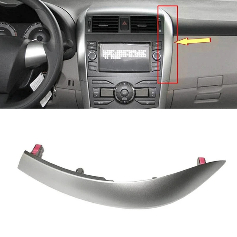 1Set Center Air Vents Chrome Trim Strip per Toyota Corolla Altis 2007-2013 Dashboard Lower + Upper Trim Cover grigio argento