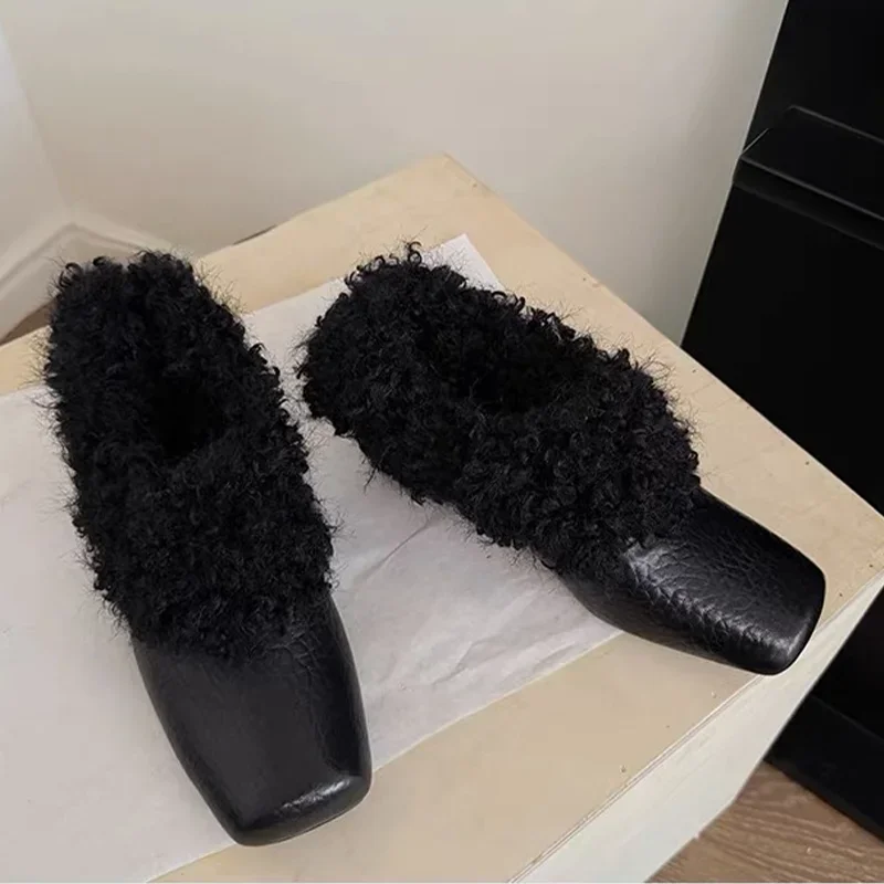 الفراء ساحة تو أحذية نسائية موضة أحذية بكعب دافئ 2025 فستان جديد الشتاء الثلوج الأحذية مصمم الأحذية الفاخرة دي Mujer Zapatos #2