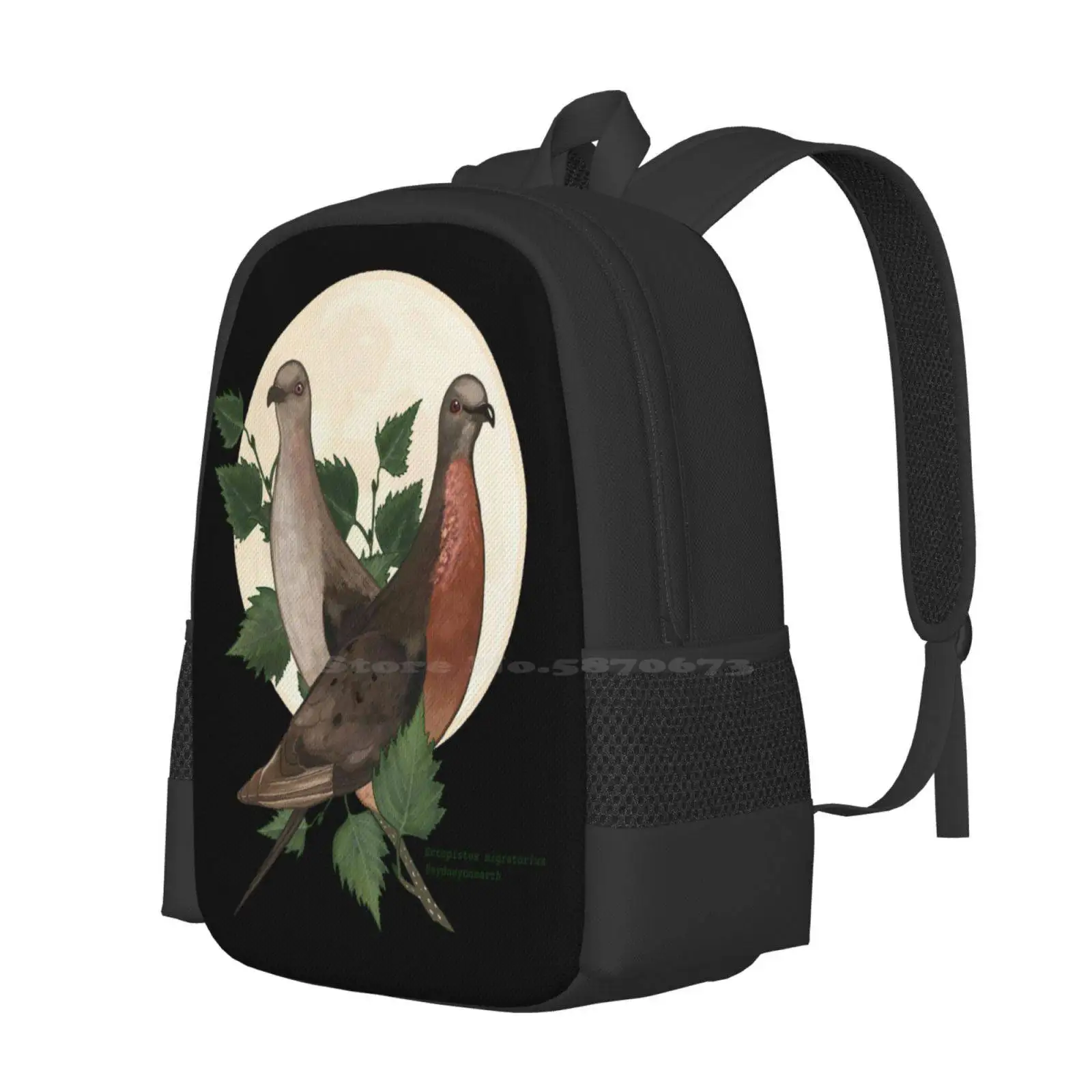 Passenger Pigeons 2022 Teen College Student Backpack Pattern Design Bags Extinct Animals Ornithology Birds Illustrative Vintage