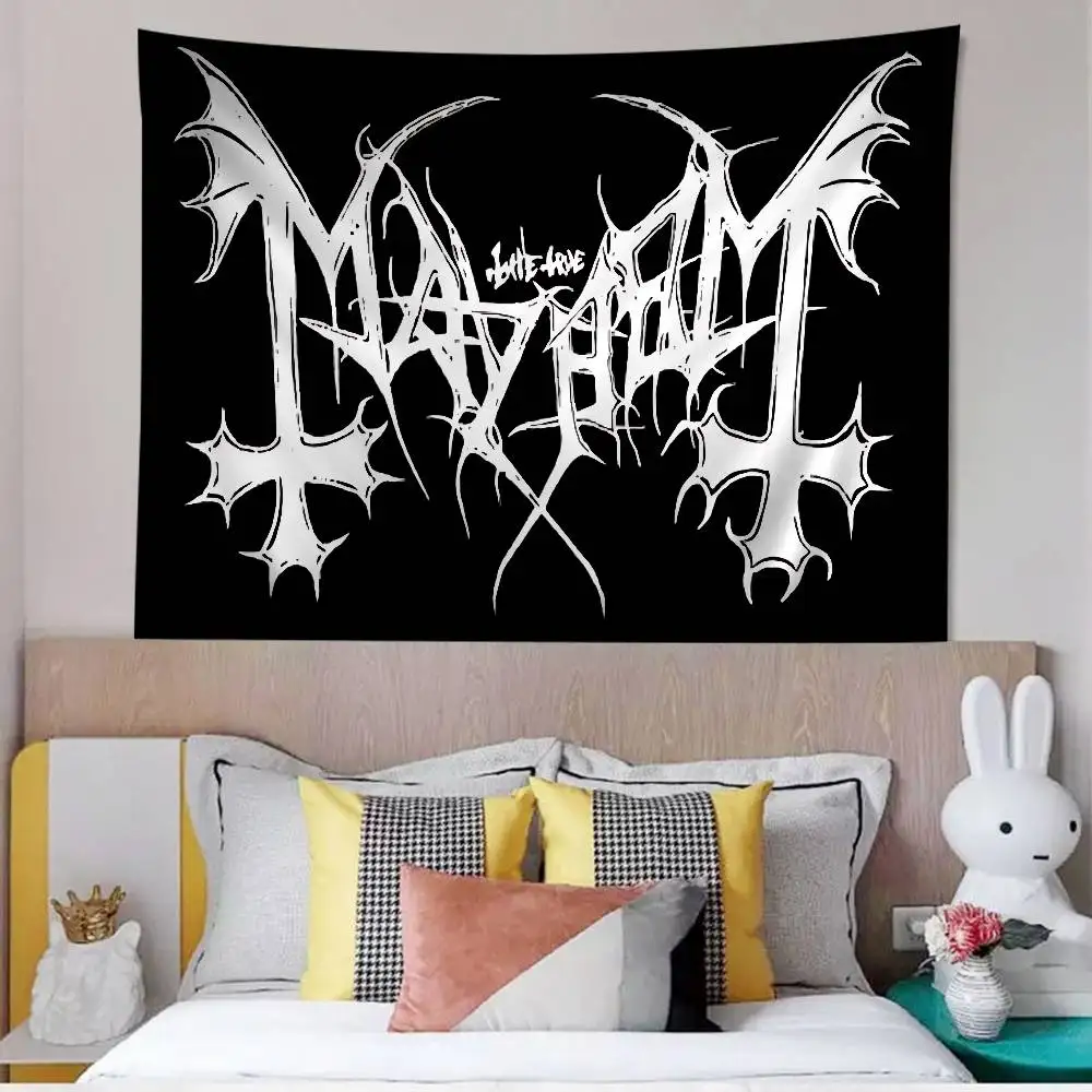 Mayhem Death Rock Band Hanging Bohemian Tapestry Indian Buddha Wall Decoration Witchcraft Bohemian Hippie Cheap Hippie Wall