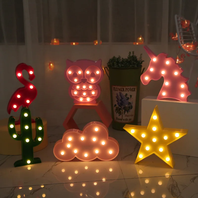30cm LED Kinder Nacht Lichter Flamingo Einhorn Led Lampe Anhänger LED Licht Ananas Kaktus Stern Luminary Wand Lampe dekoration licht