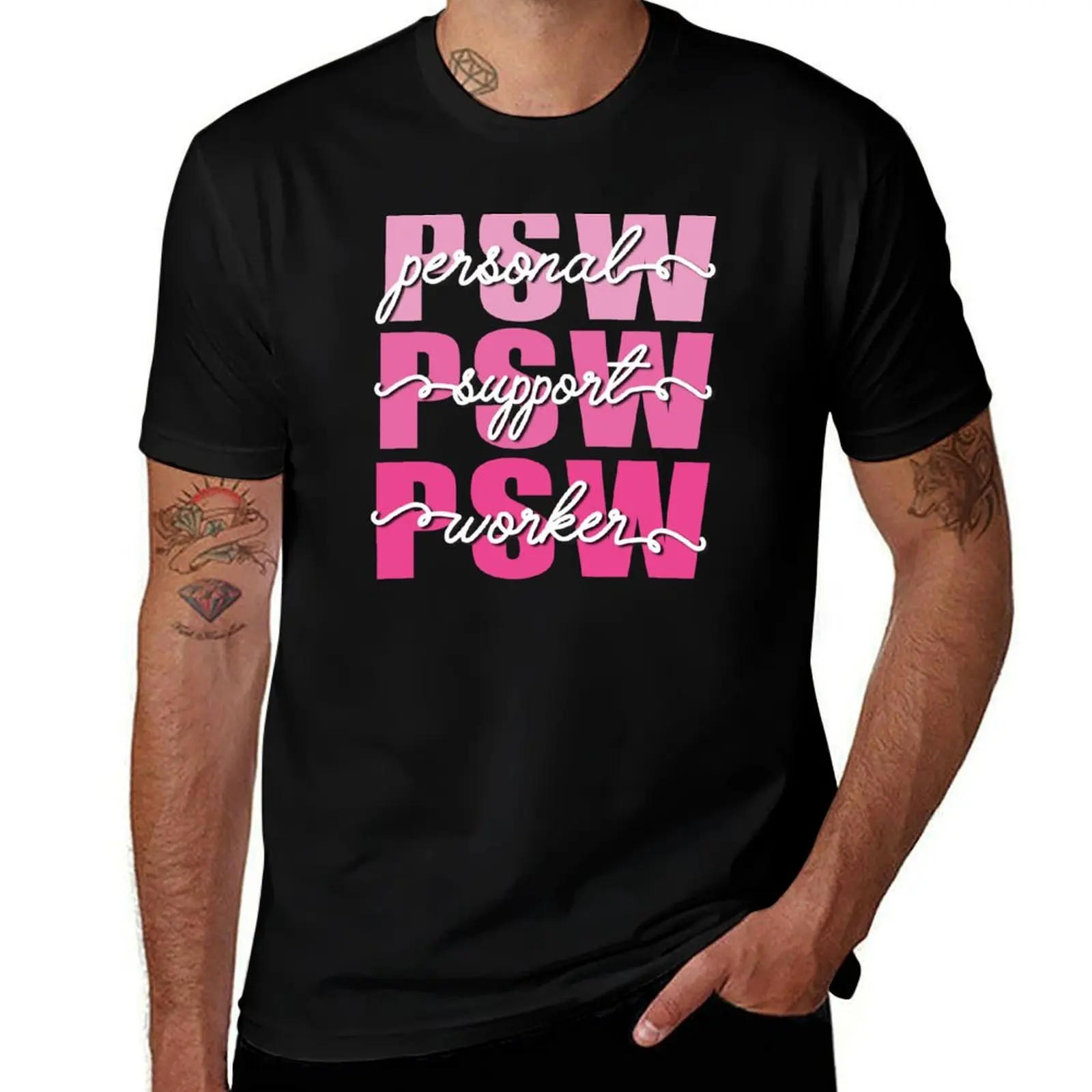 Personal Support Worker, gift for PSWs T-Shirt Non-Shrink Basic Cotton T-Shirt