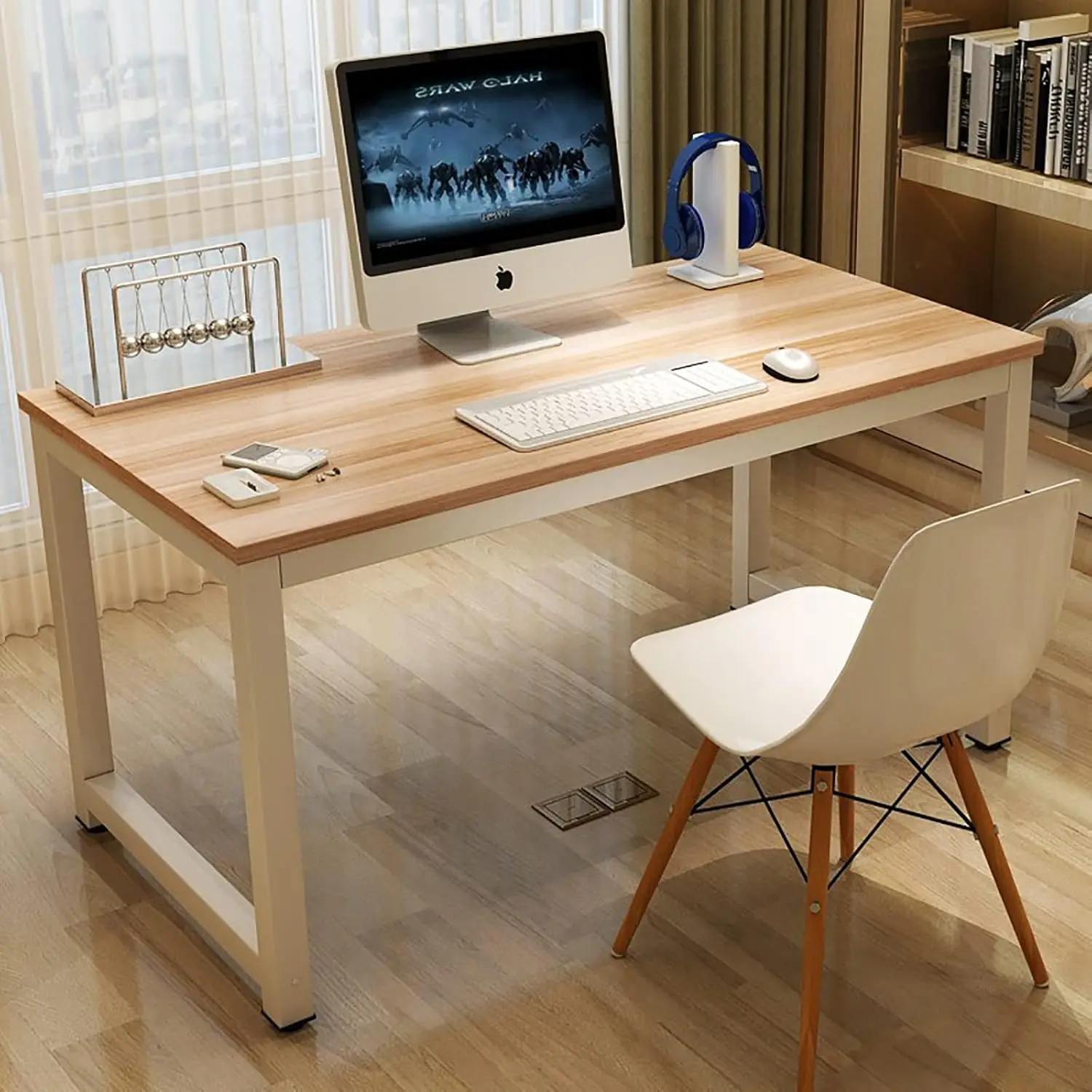 Moderner Computer tisch 63 Zoll großer Schreibtisch, Schreib studien tisch für Home-Office-Schreibtisch Workstation breites Metall robust