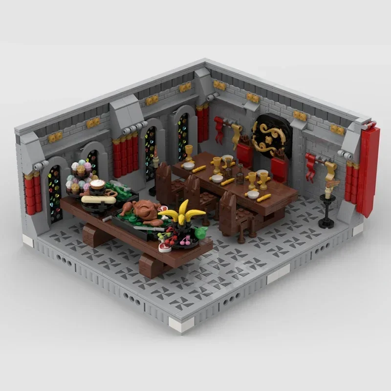 ปราสาทยุคกลางรุ่น Moc อาคารอิฐ Royal ปราสาทฉากเทคโนโลยี Modular Blocks ของขวัญของเล่นคริสต์มาส DIY ชุดประกอบ