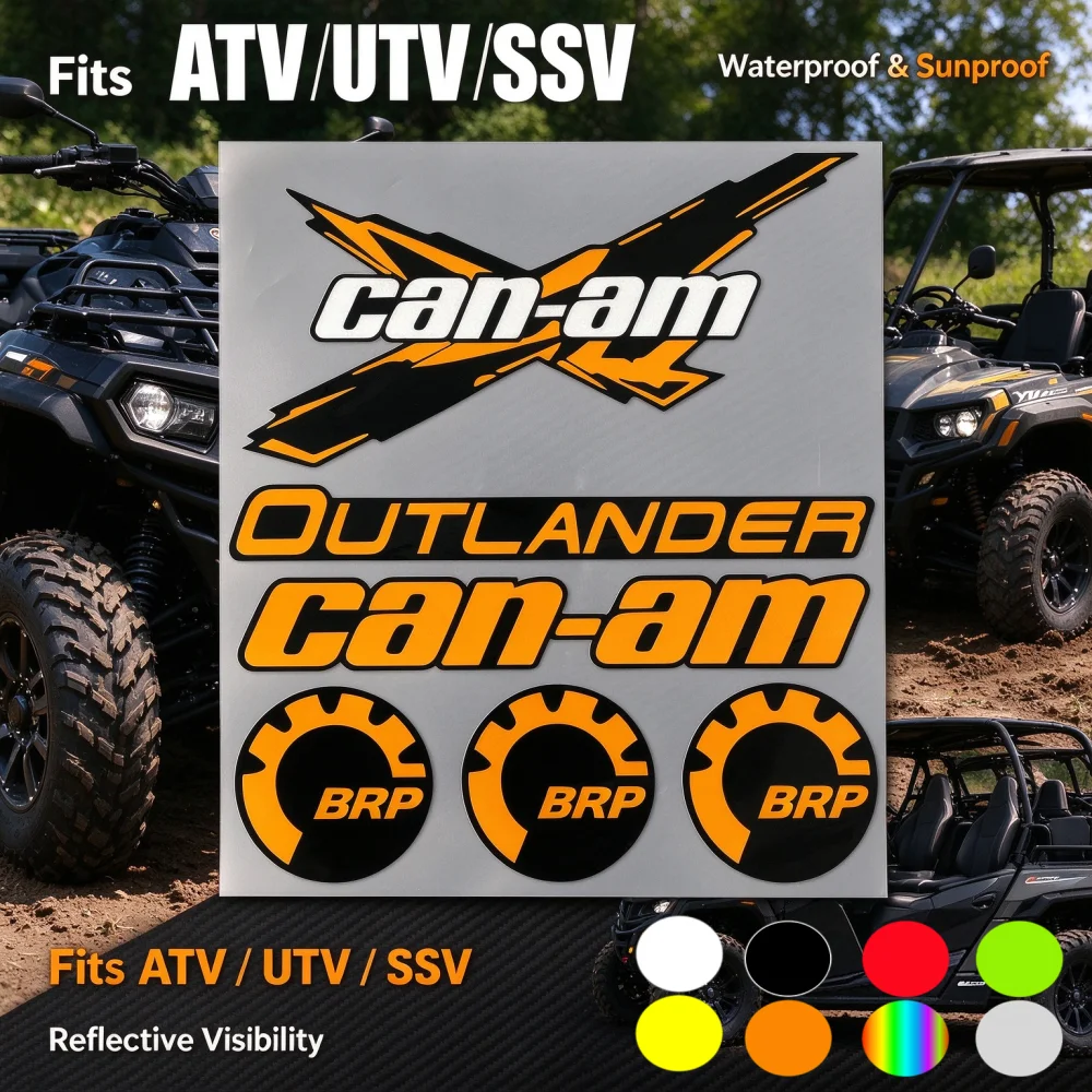 For BRP CAN-AM Decal OUTLANDER ATV UTV SSV Vehicles Rotax PRO Pvc Stickers Racing Power Sport ReflectiveSticker Quad Accessories
