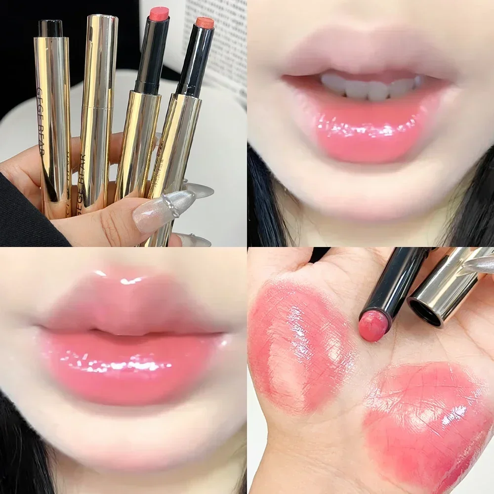 Water-light Jelly Lipstick Pink Orange Silky Glossy Mirror Solid Lips Gloss Lasting Moisturizing Non-Stick Cups Makeup Cosmetics