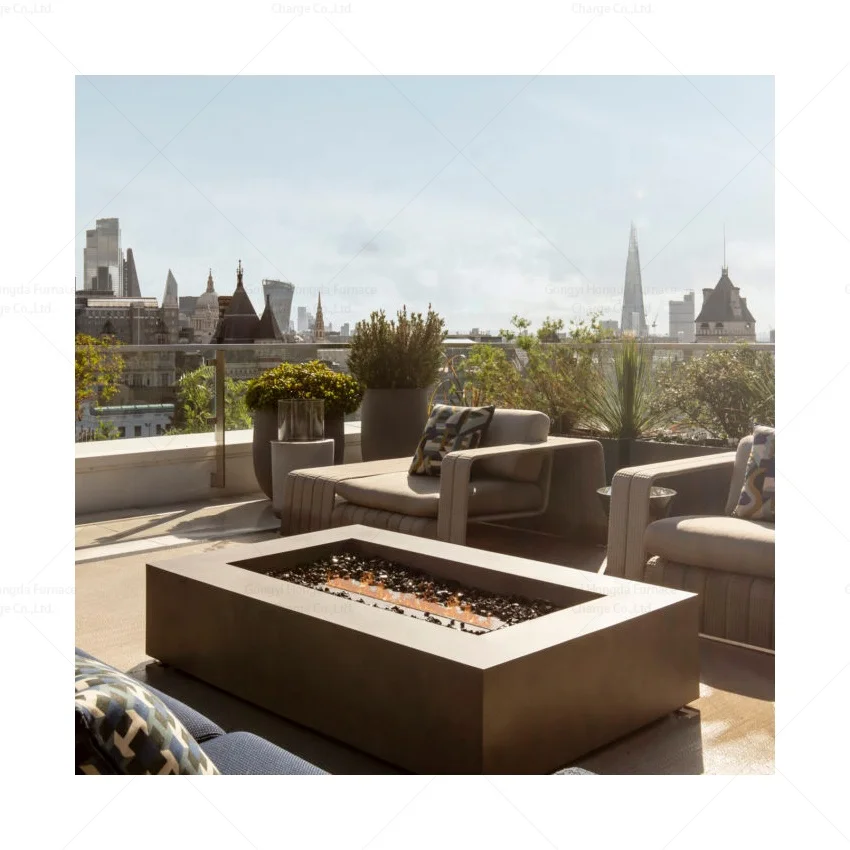 is-Large Corten Outdoor Fireplace Water vapor Ventless True Wood Fire Fireplace Bio Ethanol with Glass&