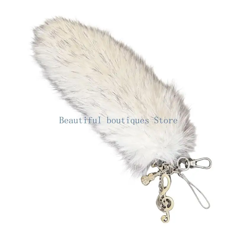 U4LF Plush Tail Purse Charm Soft Keychain Accent with Metal Clasp for Bags Backpacks Zippers and Key Rings Daily Carry