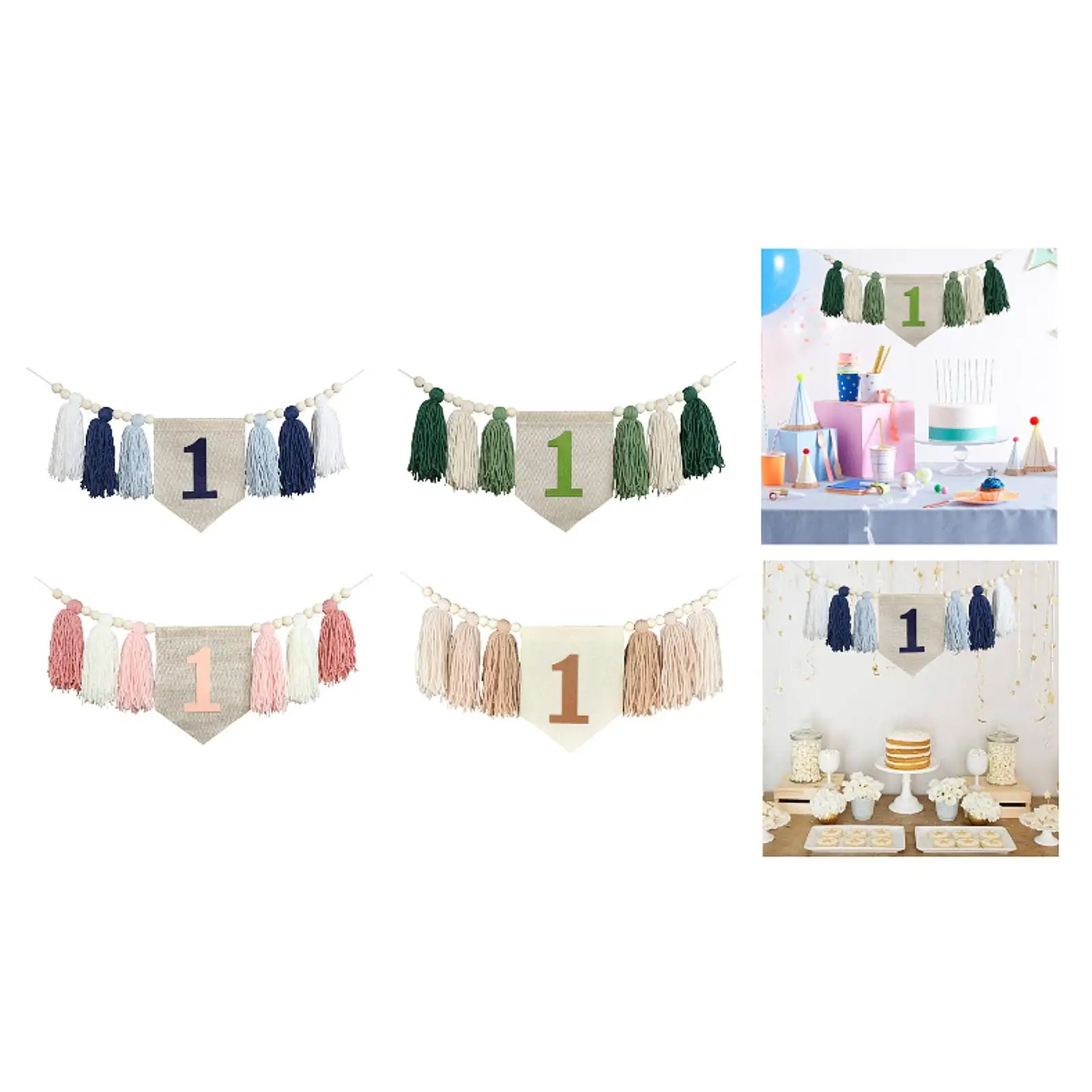 Highchair Banner Baby Birthday Decorations Rope 200cm Photo Prop Backdrop Garland Boys Girls 1 Birthday Banner for High Chair