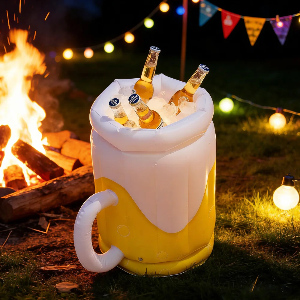 

PVC Inflatable Ice Bucket Beer Cooler for Summer BBQ Party and Pool Drinks Storage