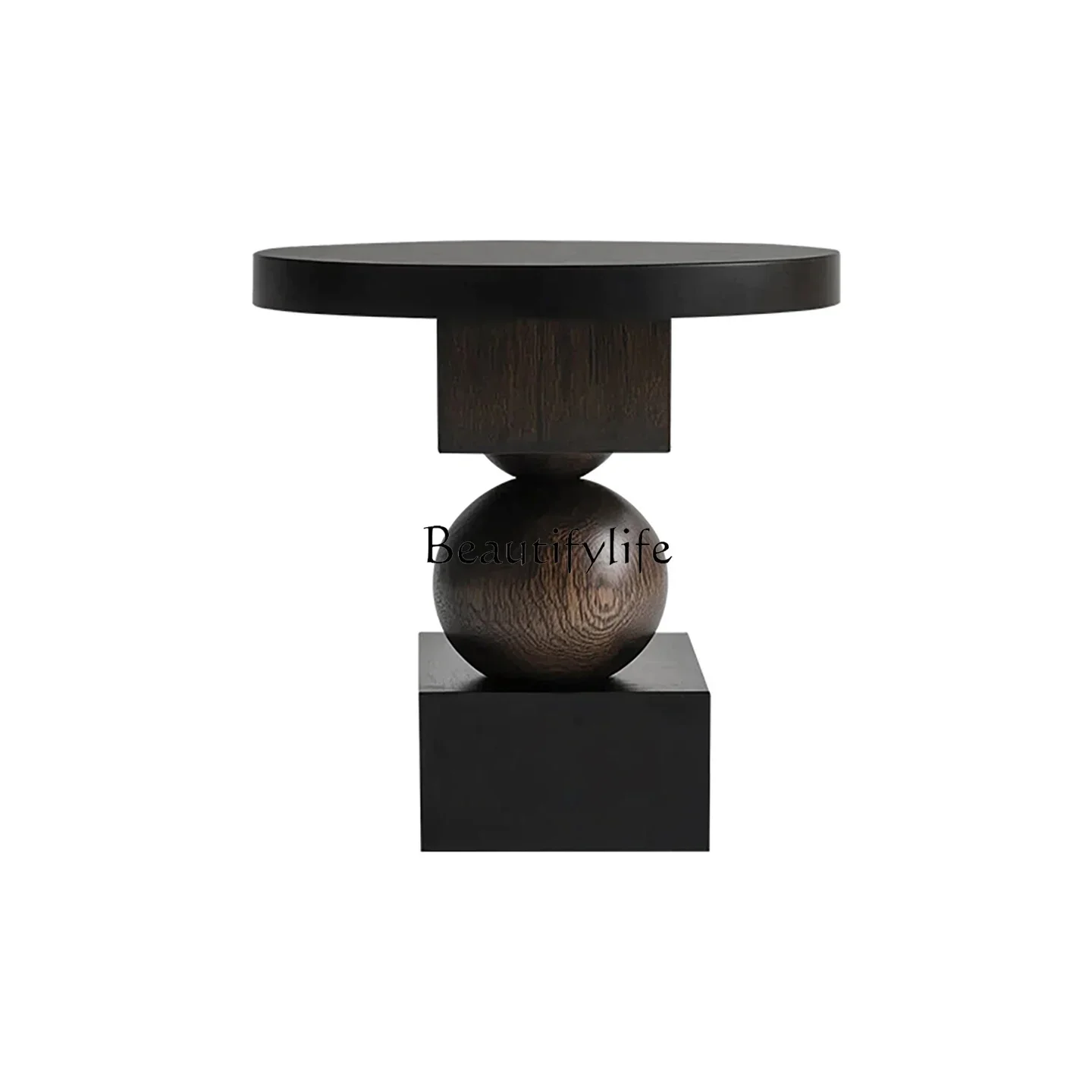 

5ld14 Solid wood edge Italian light luxury living room sofa edge shelf bedroom bedside table