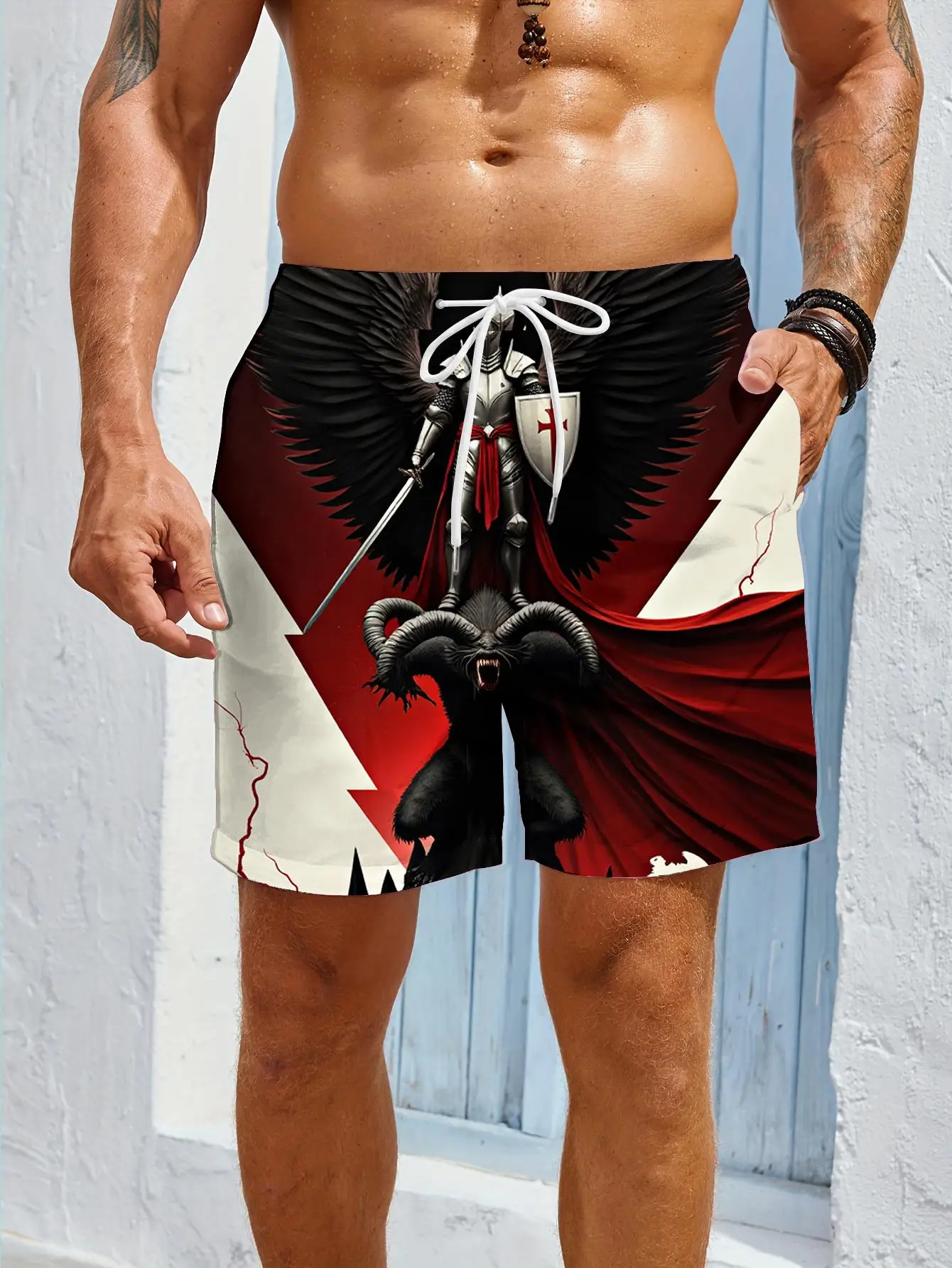 1pcs Men's Short swim trunks2026 Summer 3D Printed Short sleeve Pants Polyester Quick drying running Breathable