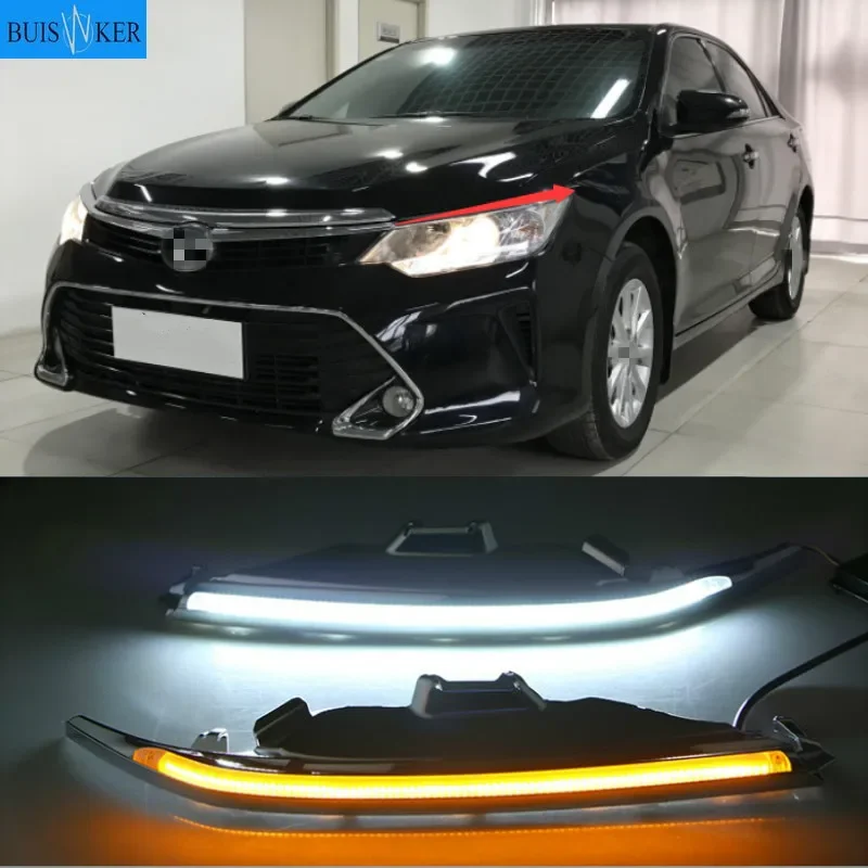 

2PCS Car Accessories LED Daytime Running Light For Toyota Camry 2015-2017 DRL Cover Fog Lamp Car-Styling External Front Fog Lamp