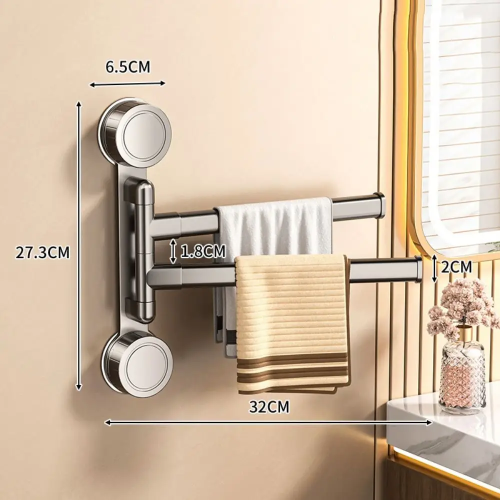Rotierender Handtuchhalter mit Saugnapf, Mehrstangen-Abfluss, drehbarer Handtuchhalter, platzsparend, Wandmontage, Badezimmer-Handtuchstange, Wohnzimmer