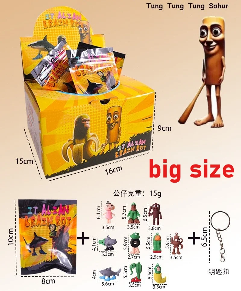 Quente tung tung sahur italiano brainrot figura caixa cega saco cego tralalero tralala bombardino shimpanzini bananini crianças brinquedo presente