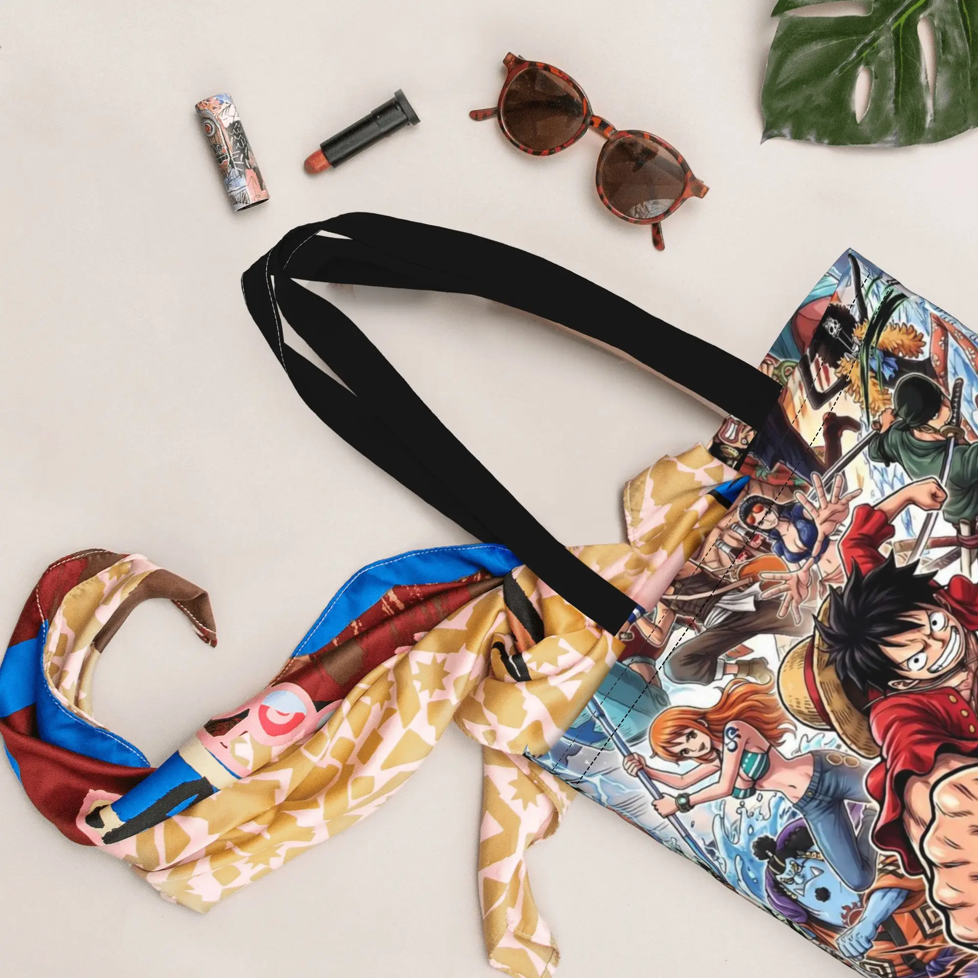Back to school season Luffy (3) One Piece Canvas Tote Bag Perfect for Shopping Women's Top-Handle Bags - view 3
