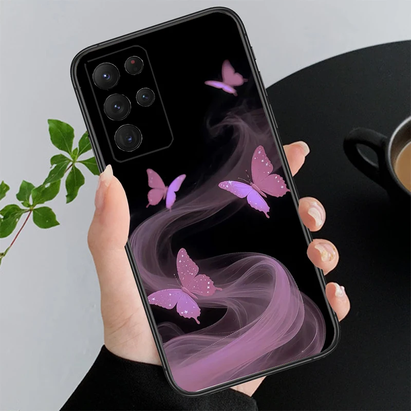 

Pink Butterfly Phone Case For Samsung A55 A16 A56 A36 A35 A15 A53 A54 A33 A34 A25 A05S A52 A52S A14 A24 A26 A71