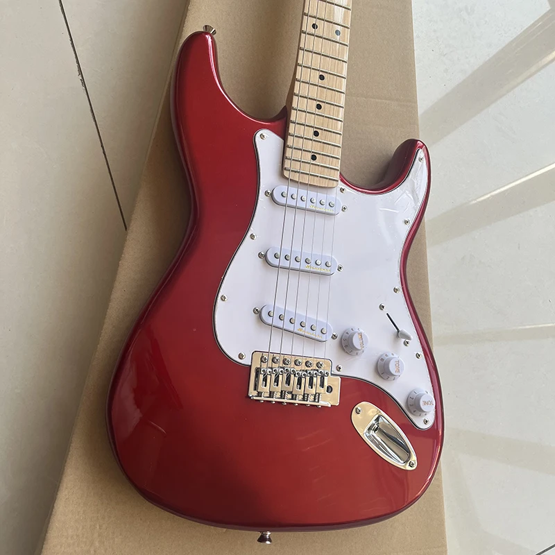 Classic st brand electric guitar, professional performance level, bright metal red surface, quality paint, free delivery to home