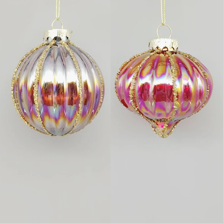 

New 8cm Colorful Onion Ball Christmas Tree Decoration Glass