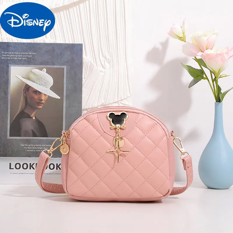 MINISO Ladies  Small Round Bag New 2023 Messenger Bag Round Cake Bag Fashion Mickey Pendant Simple One Shoulder Messenger Bag