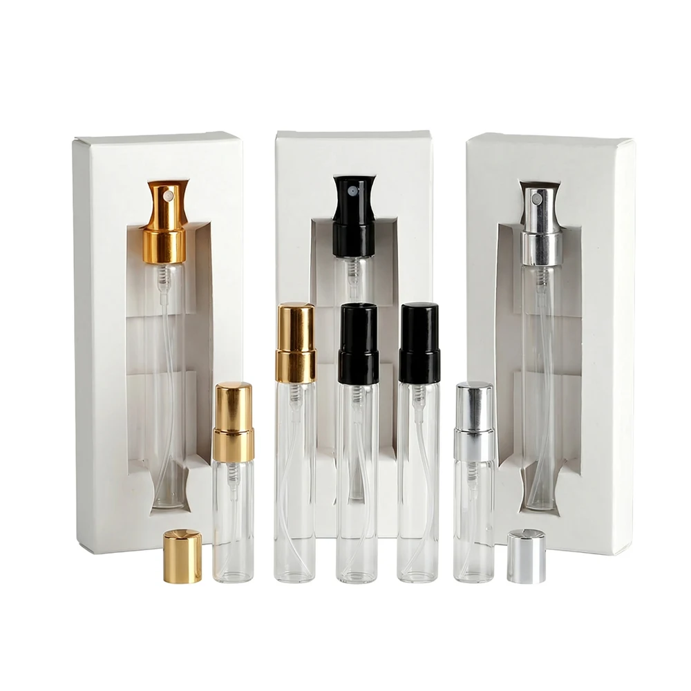 

10PCs Empty 5ML/10ML Perfume Bottle Glass Mini Atomizer Spray Refillable Bottles With Paper Box Travel