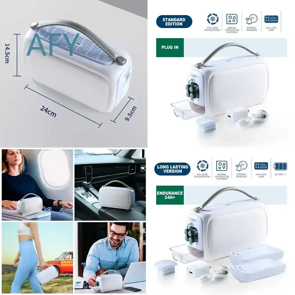 Portable Rechargeable Mini Refrigerator for Car Home Office Travel Small Fridge Box for Cooling Beverages Snacks 12V 24V DC