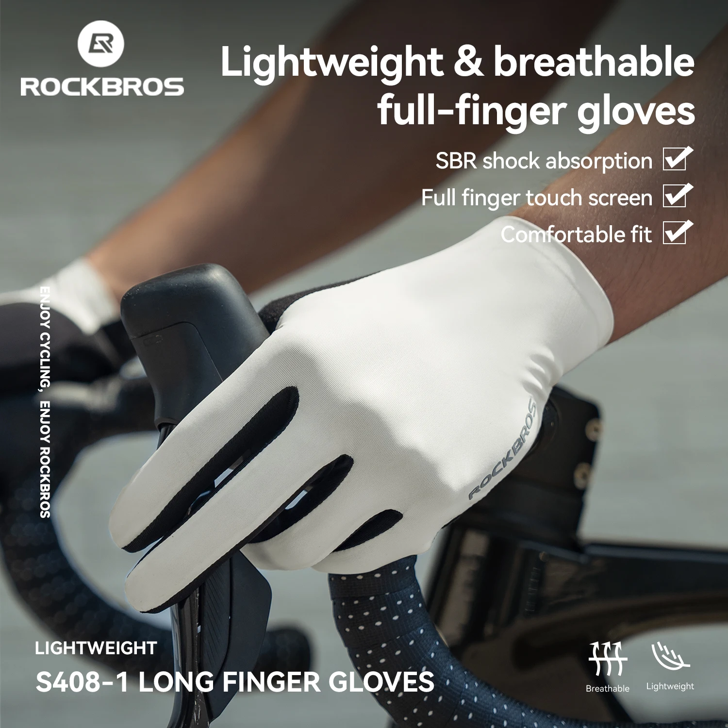 

ROCKBROS Cycling Gloves Lightweight Breathable Non-slip Full-Finger Gloves SBR High Elasticity Shock Absorption Cycling Gloves