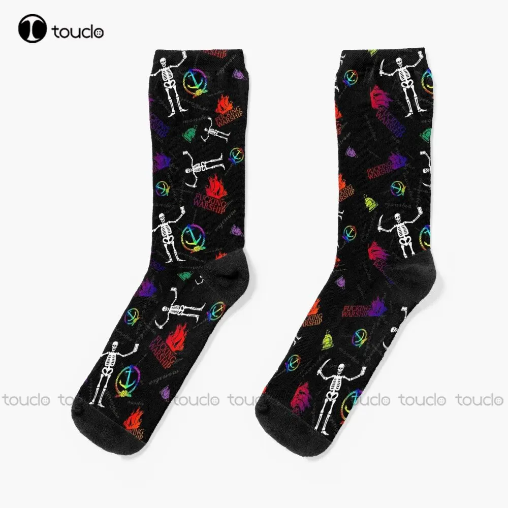 Black Sails Warship Socks Funny Socks For Women Personalized Custom Unisex Adult Teen Youth Socks Custom Gift 360° Digital Print