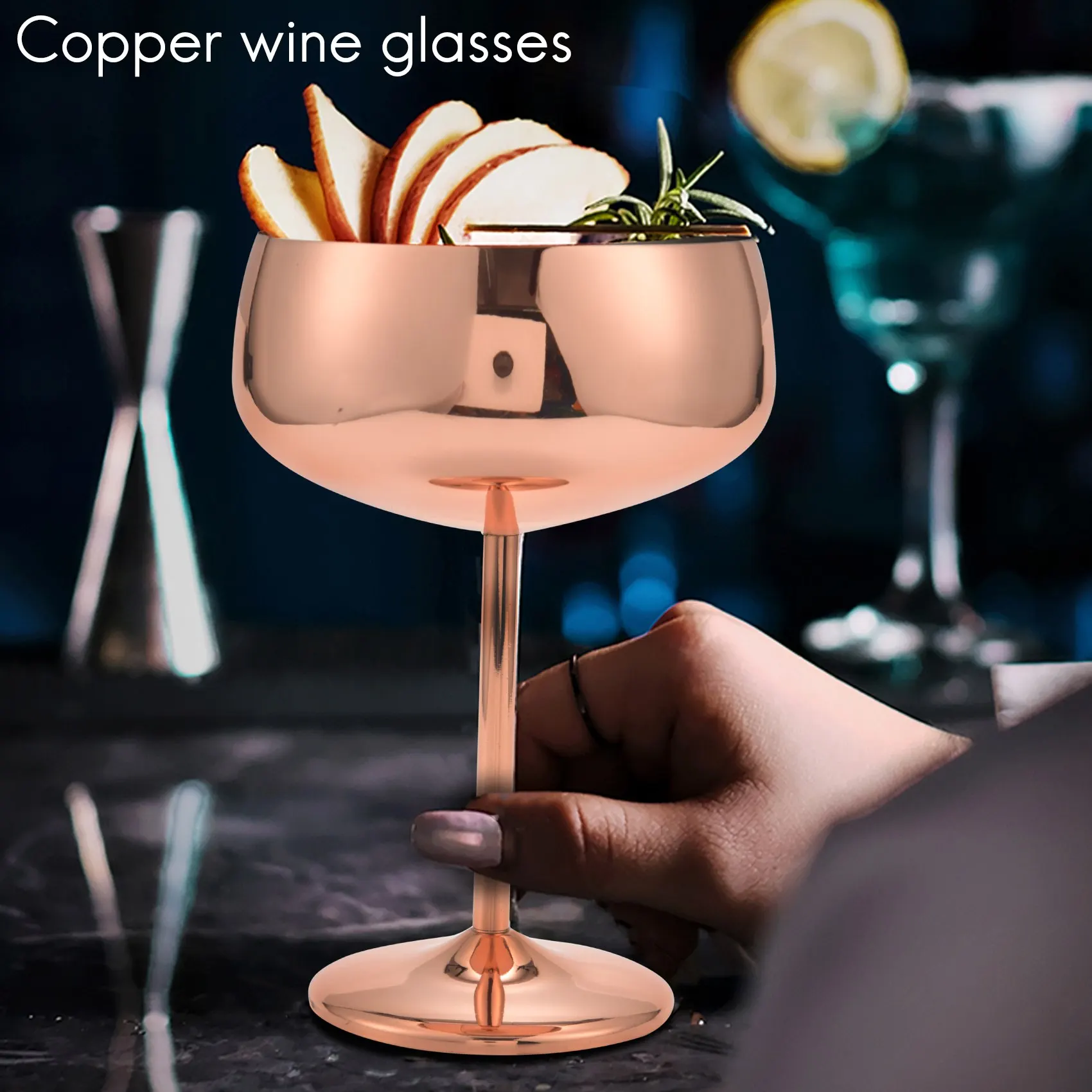 Copper Coupe Champagne Glasses Set of 2 Stainless Steel Vintage Martini Cocktail Glass Wine Goblet