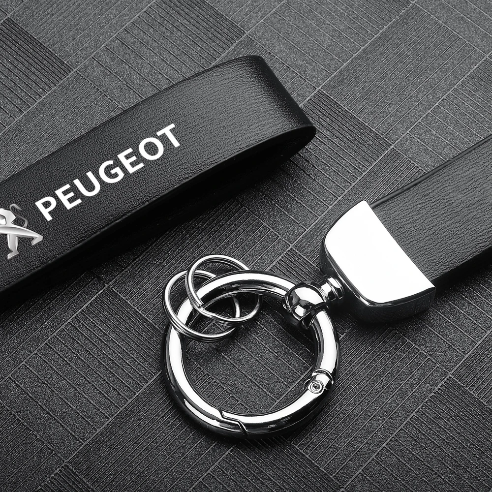 Car Styling Leather Keychain Keyring Holder Decoraeion For PEUGEOT 107 206 2008 3008 4008 GT 108 207 208 301 307 308 406 508 406