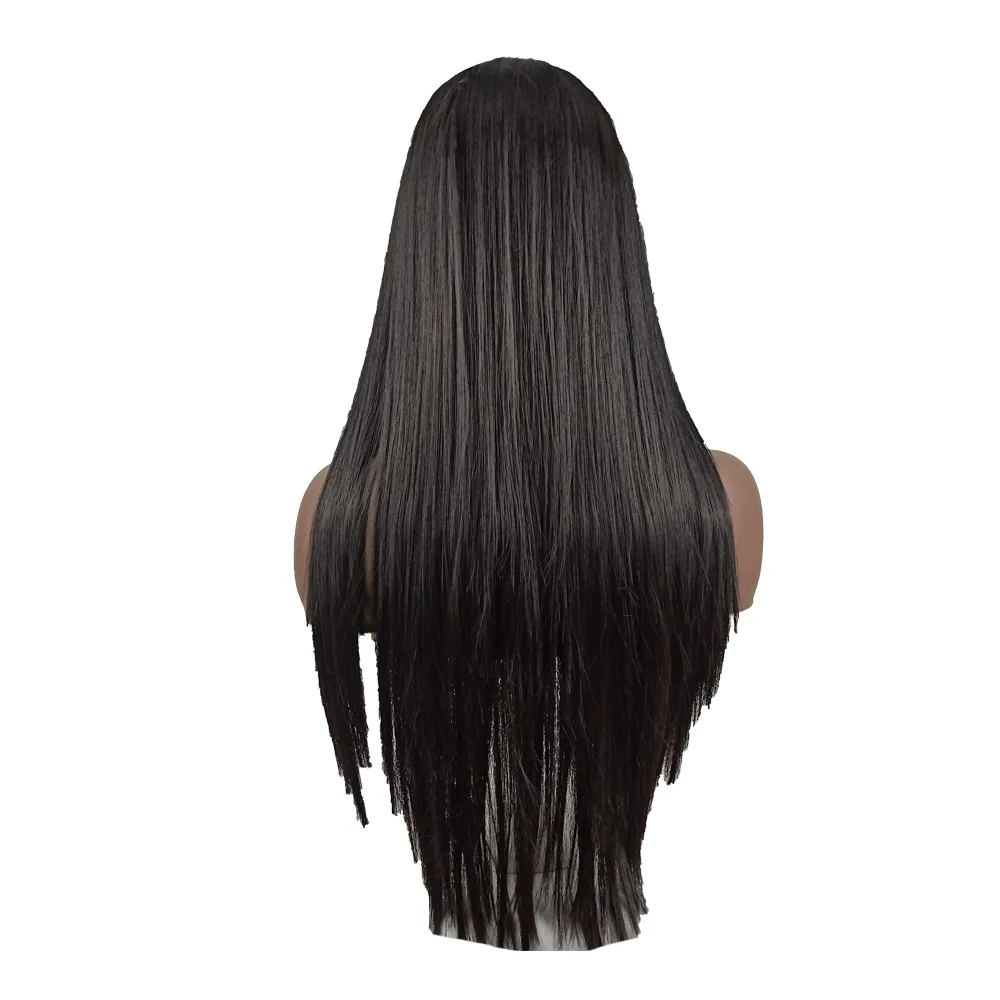 New wig women's mid-length straight hair 26-inch synthetic high temperature silk wig mechanism head cover