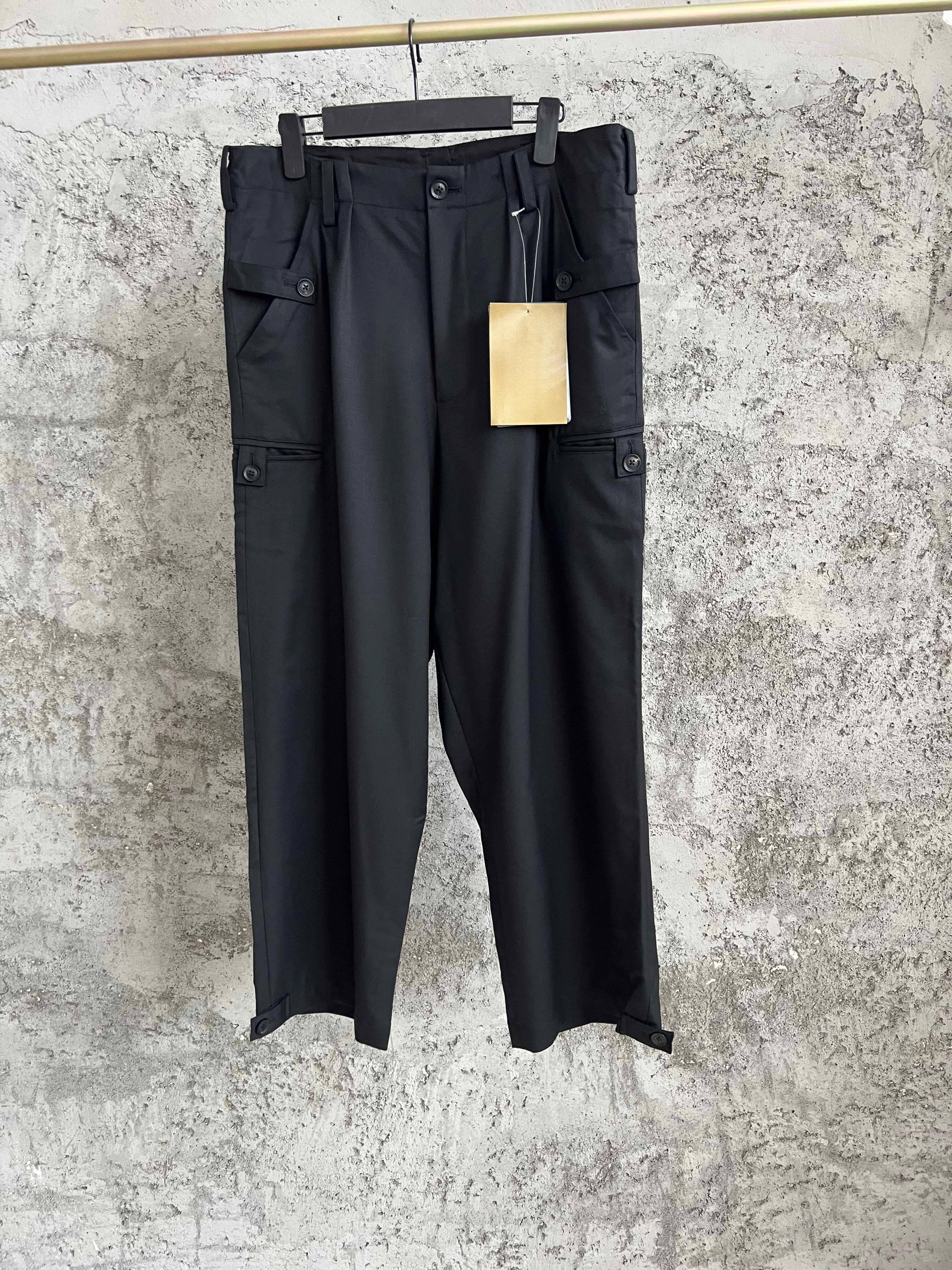 TOP-YAMOTO بنطال رجالي ياباني فضفاض وغير رسمي بستة جيوب، سروال كاجوال من الصوف #1