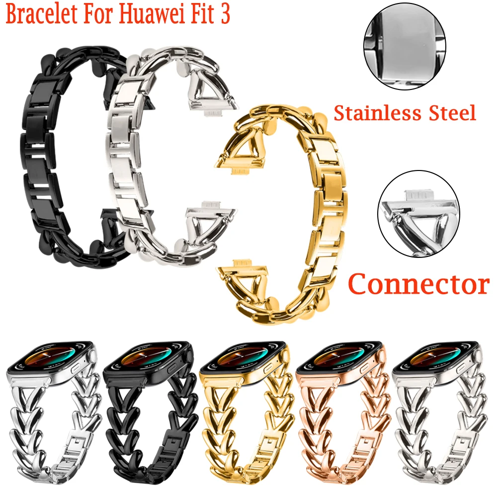 Bracelet for Huawei Smart Watch Fit 3 Stainless Steel Adjustable Metal Strap for Huawei Fit3 Watch Band