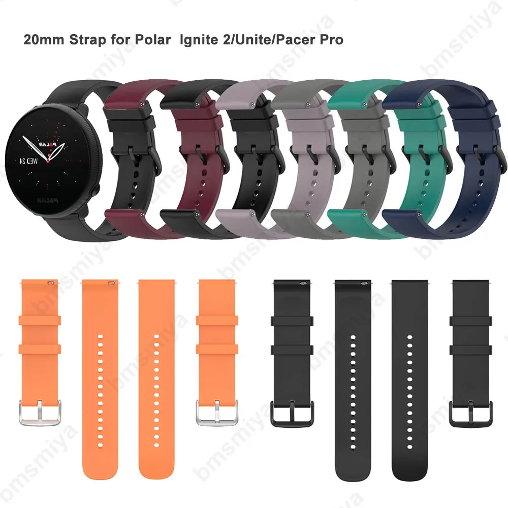 1PCS 20mm Silicone Strap for Polar Ignite 2 Replacement Watchband Wristband Belt for Polar Unite/Pacer Pro Bracelet Accessories