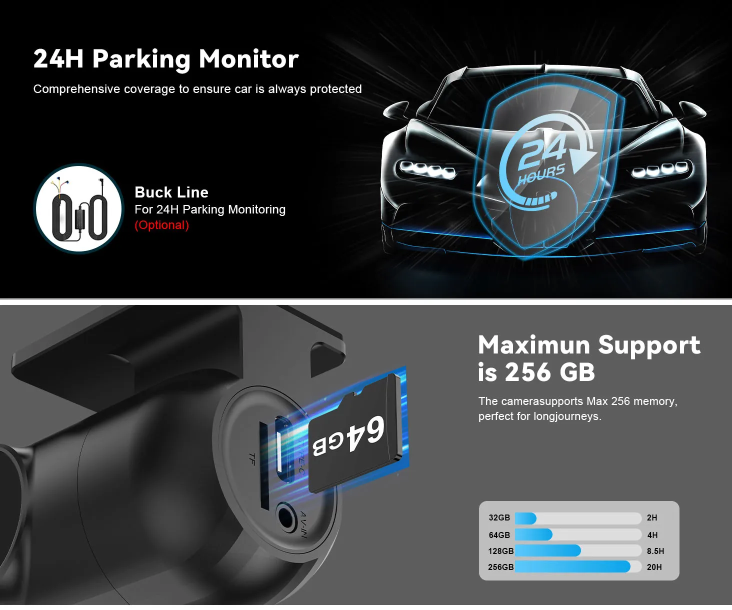 Mini 2K Dashcam WiFi Auto-DVR-Kamera Dashcam unterstützt GPS, Loop-Aufnahme, Nachtsicht, G-Sensor, Parküberwachung, Fahrtenschreiber – Detail 6