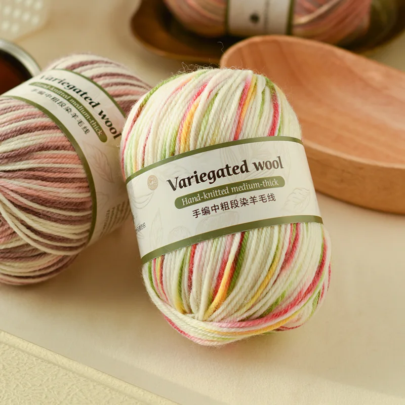 100g Segmented Dyed Gradient Colorful Yarn, Medium Coarse Hand Woven Hook, Sweater, Hat, Scarf Yarn DIY Knitting&Crocheting
