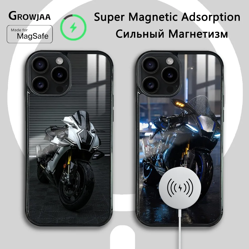 Sport Y-YamahaeS Cool Motorrad Phone Case For iPhone 16 15 14 13 12 11 Pro Max Plus Mini Magsafe Mirror Wireless Magnetic Cover