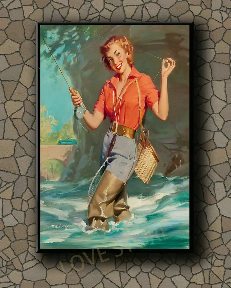 P086 Vintage Beautiful Pin-up Girl Classic Picture 205 Silk Fabric Poster Art Decor Indoor Painting Gift