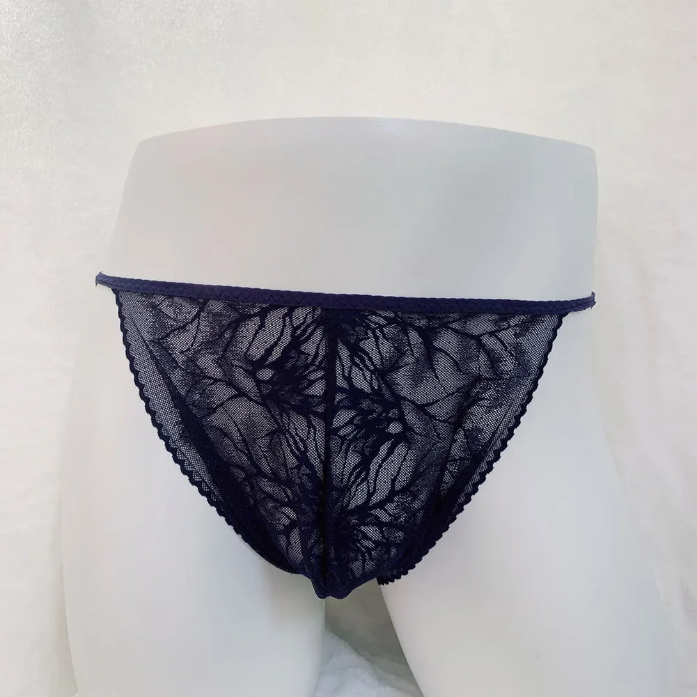 

Sexy Mens Underwear Comfortable Panties Seamless Lace Briefs Transparent Lingerie Sissy U Convex Pouch Underpants Knickers