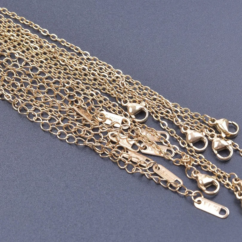 10pcs 1.5/1.6mm Stainless Steel 45cm O Shape Cross Chain Necklace For Women Men Chains Handmade Making DIY Components Wholesale image 5