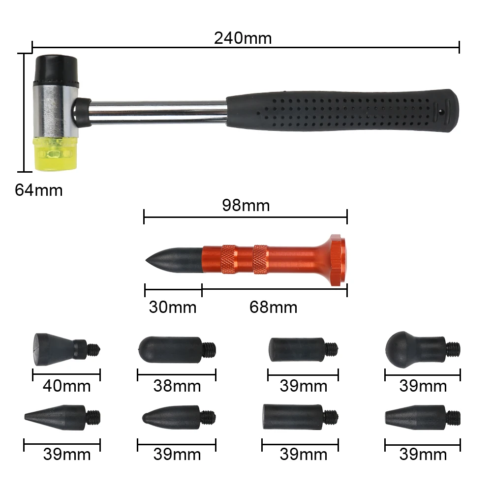 Car Dent Hammer Pen Repair Dings Removal Tools Hail Bulge Remover Tap Down Auto Sheet Metal Set Automotive Accessories Universal