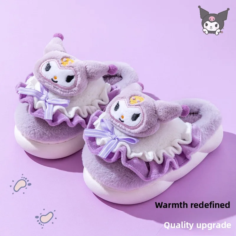 

2026 Kids' Slippers House Shoes Hello Kitty Winter Shoes For Girls Soft Bottom Warm Anti-slip Warm Blue Pruple Shoes Size 26-41