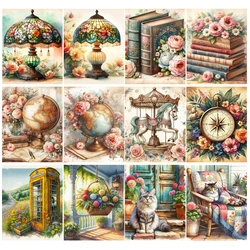 5D DIY Full Round Drill Diamond Painting Table Lamp Home Decor Art Craft 40x50cm