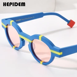 HEPIDEM Matte Acetate Polarized Sunglasses UV400 Men 2023 Retro Vintage Circle Round Sun Glasses Women Shades Sunglasses H9282T