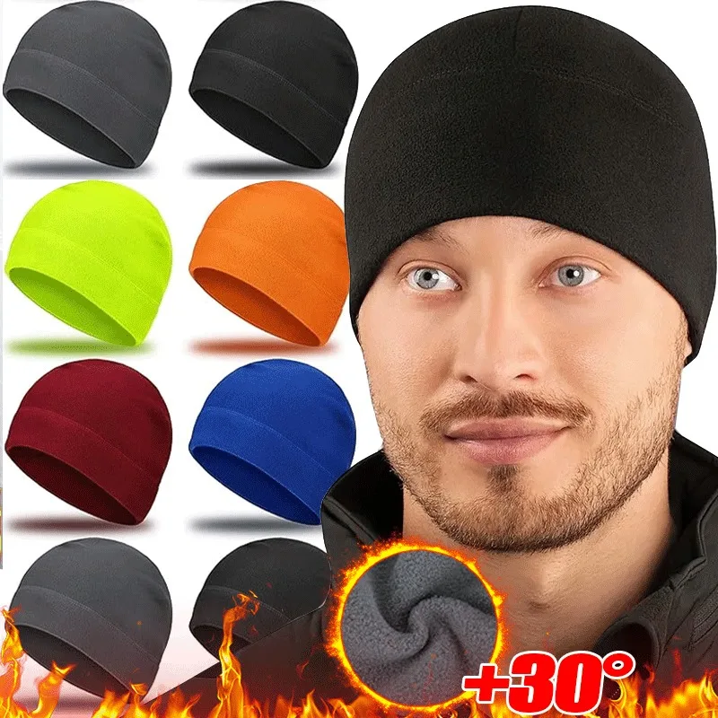 2024 New Men Polar Fleece Cap Winter Warm Beanie Hat Outdoor Sports Skiing Cycling Hat Windproof Soft Beanie Cap Women Ski Hat