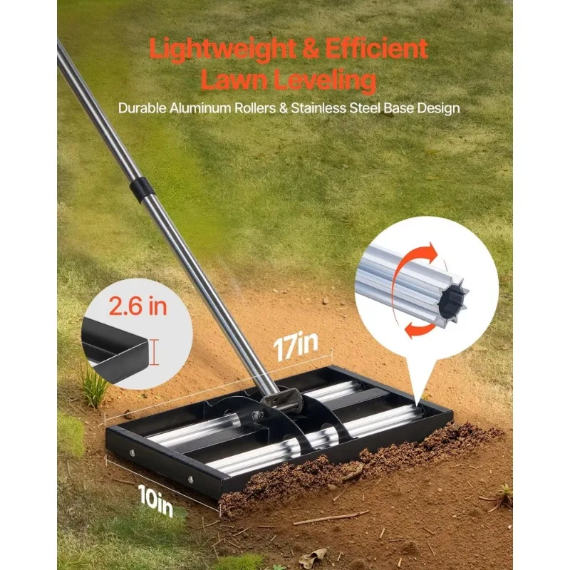 Lawn leveling rake Roller Stainless steel Lawn leveler Garden rake