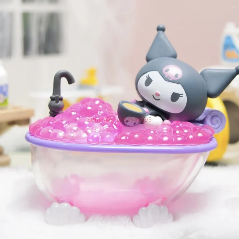 Sanrio Character Bath Series figure Kuromi Melody Trendy Collection Model Ornaments Dolls Gifts Girls Collection Toys