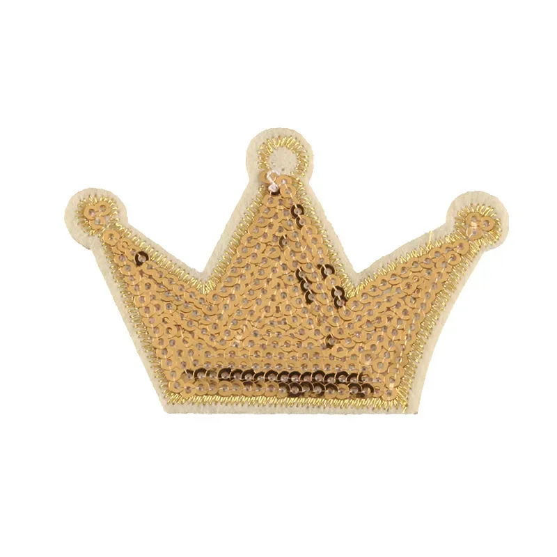 100pcs/Lot Luxury Sequin Gold Silver Pink Crown Embroidery Patch Letter Love Shirt Bag Hat Clothing Decoration Craft Applique