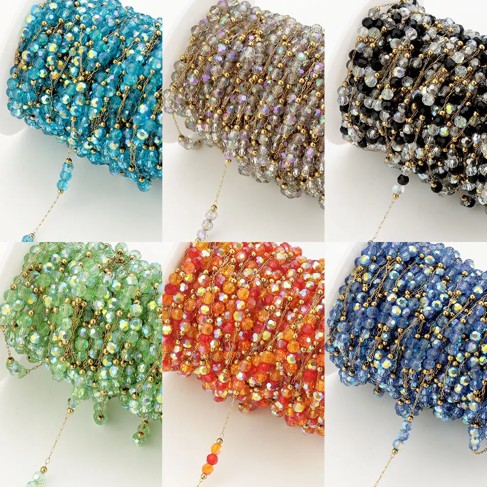 1 เมตรลูกปัดสแตนเลสโซ่สําหรับเครื่องประดับ DIY สร้อยข้อมือผู้หญิงสร้อยคอเครื่องประดับทําวัสดุ Creation