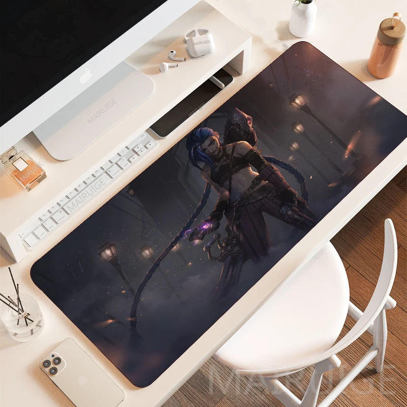 뜨거운 애니메이션 Arcane JINX Mousepads 마우스 패드 키보드 마우스 패드 VI 400*900mm 게임 액세서리 게이머 카펫 깔개 LOL 대형 책상 매트